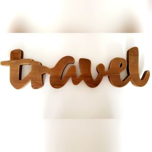 Carved Wood TRAVEL Sign | Gallery Wall Shop Display Tabletop Decor | Wood Grain
